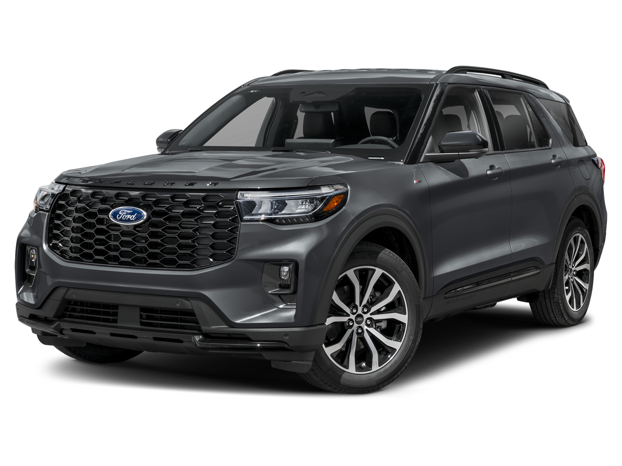2026 Ford Explorer ST-Line in Gray Metallic — front three-quarter view