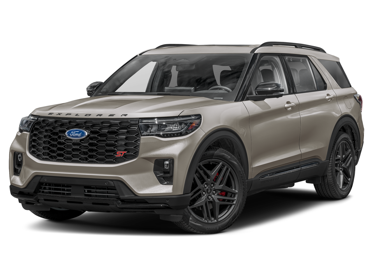 2026 Ford Explorer ST in Agate Black Metallic — front three-quarter view