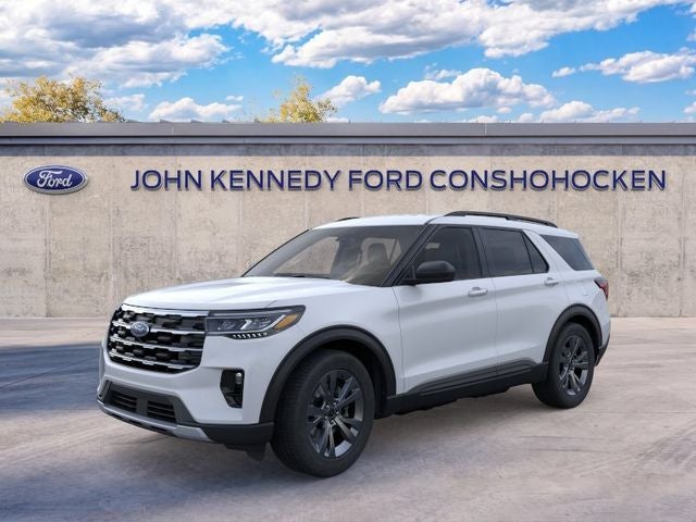 2026 Ford Explorer Active w/200A Pkg 4WD in Space White Metallic — front three-quarter view