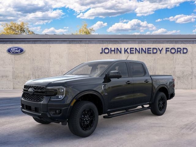 2026 Ford Ranger LARIAT in Shadow Black — front three-quarter view