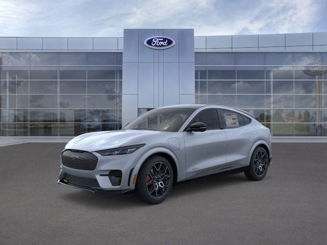 2025 Ford Mustang Mach-E GT in Glacier Gray Metallic Tricoat — front three-quarter view