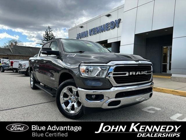 2021 RAM 1500 Big Horn in Granite Crystal Metallic Clearcoat — front three-quarter view
