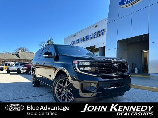 2025 Ford Expedition Max Platinum in Agate Black Metallic — front three-quarter view