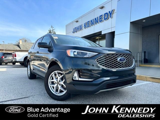2023 Ford Edge SEL in Blue Metallic — front three-quarter view