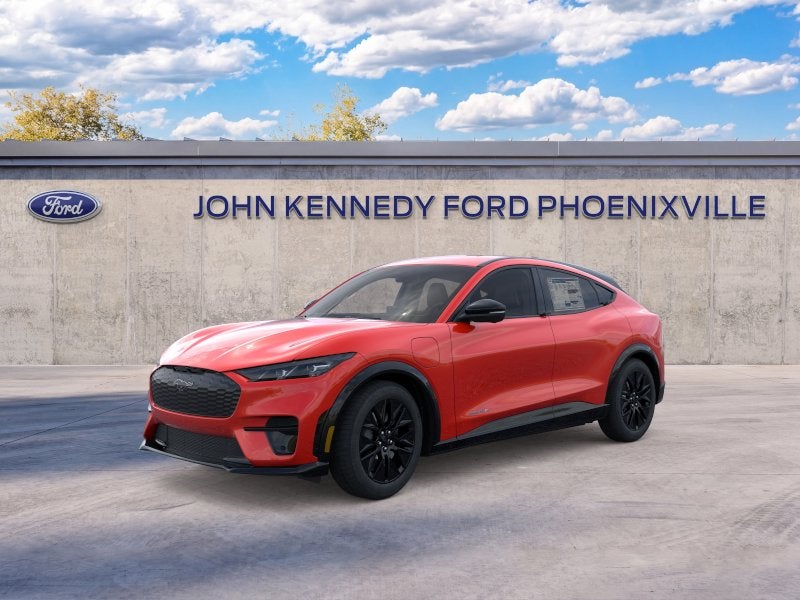 2026 Ford Mustang Mach-E Premium in Race Red — front three-quarter view