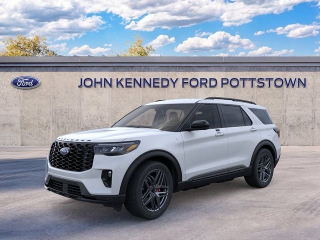 2026 Ford Explorer ST-Line in Space White Metallic — front three-quarter view