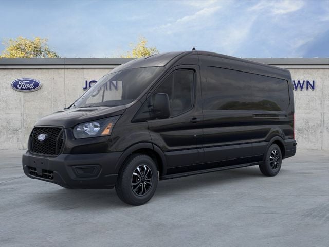 2026 Ford Transit Cargo Van T-250 148 Med Rf 9150 GVWR RWD in Agate Black Metallic — front three-quarter view