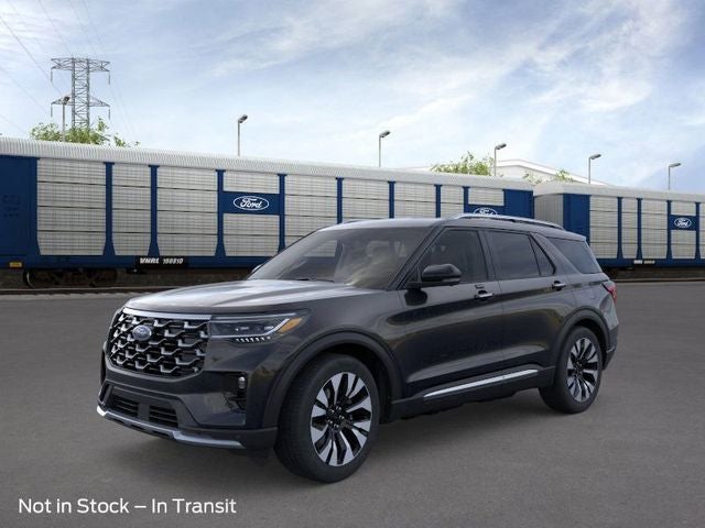 2026 Ford Explorer Platinum in Black Metallic — front three-quarter view