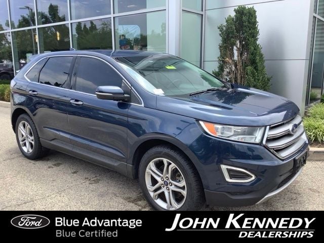 2017 Ford Edge Titanium in Blue — front three-quarter view