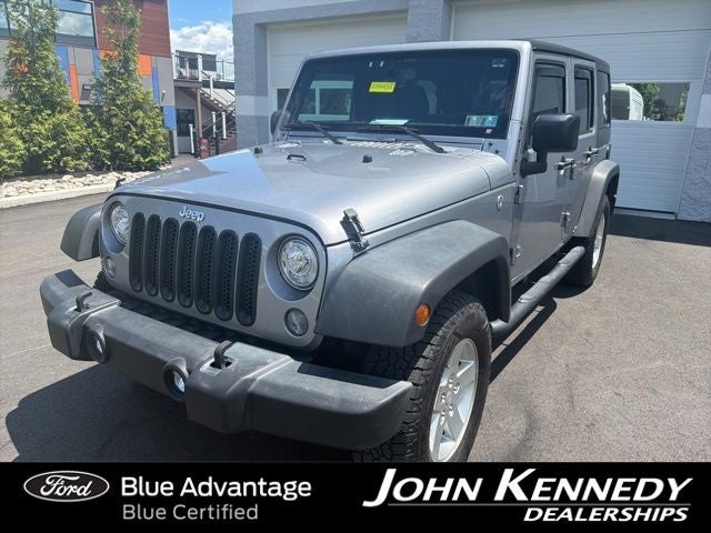 2017 Jeep Wrangler Unlimited Sport in Billet Silver Metallic Clearcoat — front three-quarter view