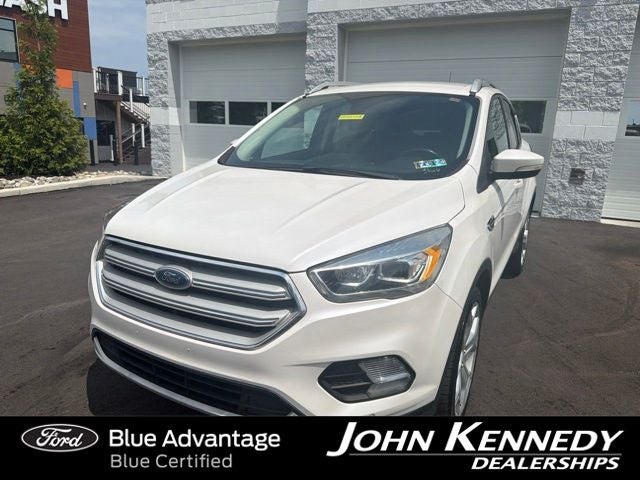 2019 Ford Escape Titanium in White Platinum Clearcoat Metallic — front three-quarter view