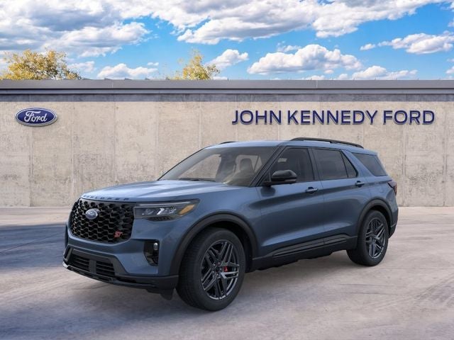 2026 Ford Explorer ST in Vapor Blue — front three-quarter view