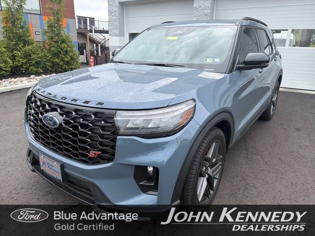 2025 Ford Explorer ST in Vapor Blue — front three-quarter view