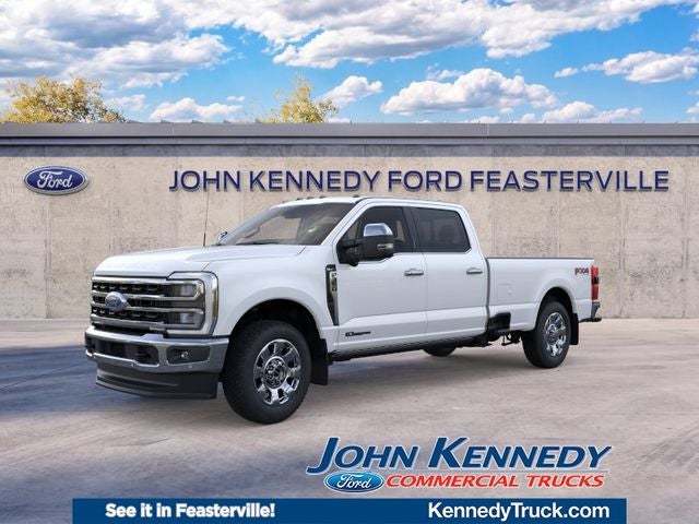 2026 Ford F-350 King Ranch Pickup in Star White Metallic Tri-Coat — front three-quarter view