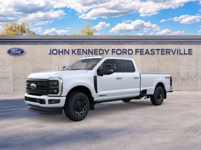 2026 Ford F-350 Platinum Pickup in Star White Metallic Tri-Coat — front three-quarter view