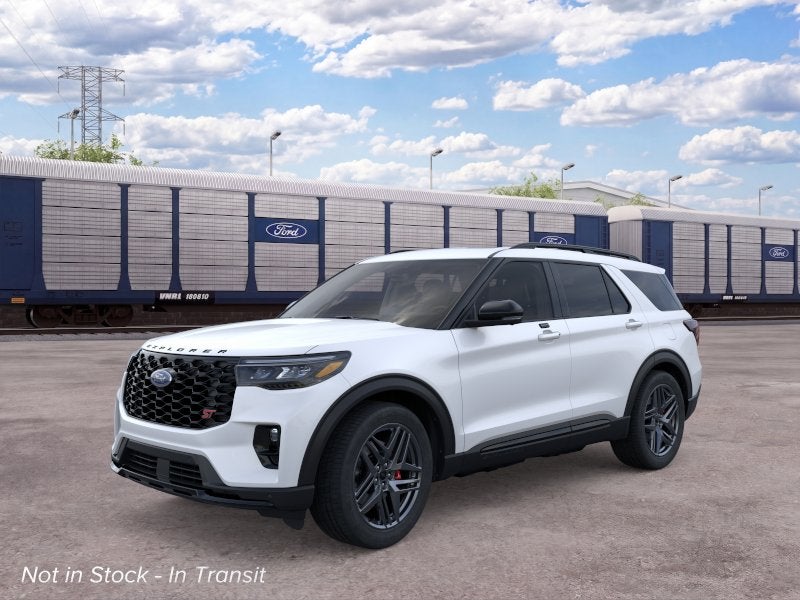 2026 Ford Explorer ST in Star White Metallic Tri-Coat — front three-quarter view