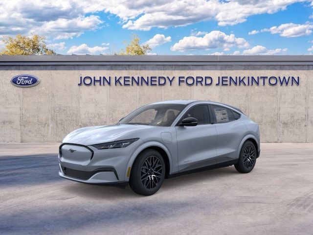 2026 Ford Mustang Mach-E Premium in Glacier Gray Metallic Tri-Coat — front three-quarter view