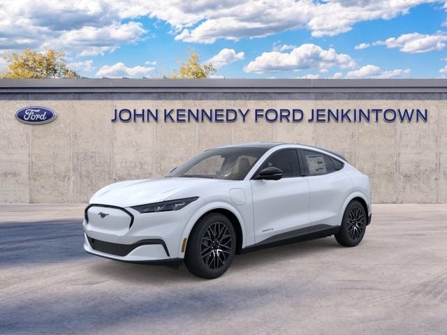2026 Ford Mustang Mach-E Premium in Star White Metallic Tri-Coat — front three-quarter view