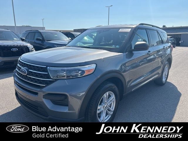 2023 Ford Explorer XLT in Gray Metallic — front three-quarter view