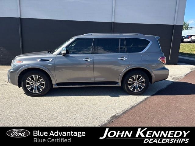 2018 Nissan Armada SL in Gun Metallic — front three-quarter view